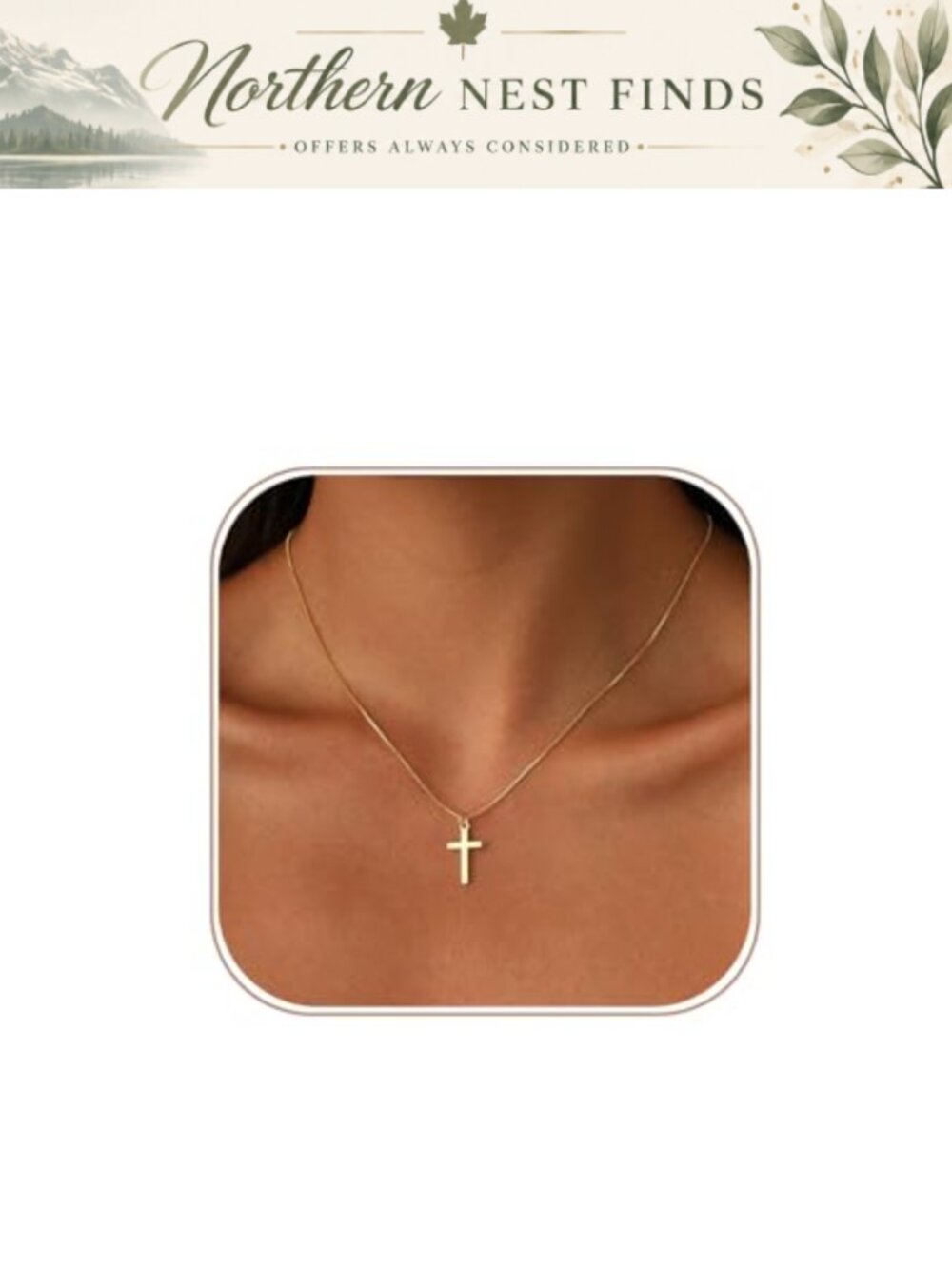14K Gold Plated Cross Necklace Dainty Adjustable 16-18 Inch Women's Jewelry
